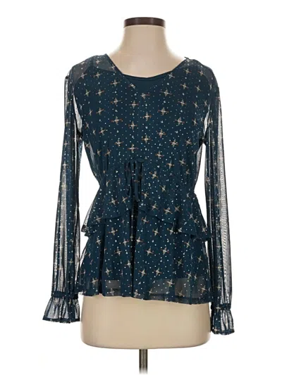 Style & Co Long Sleeve Blouse In Blue
