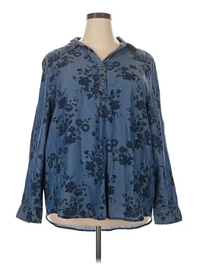 Style & Co Long Sleeve Blouse In Blue