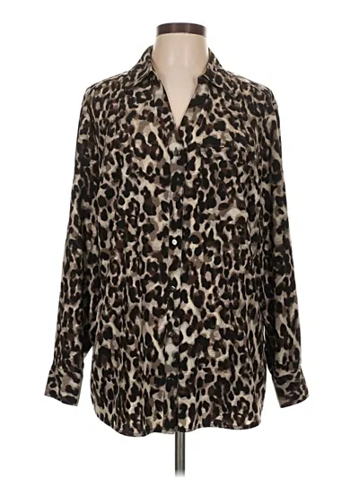 Pre-owned Style & Co Long Sleeve Blouse In Brown