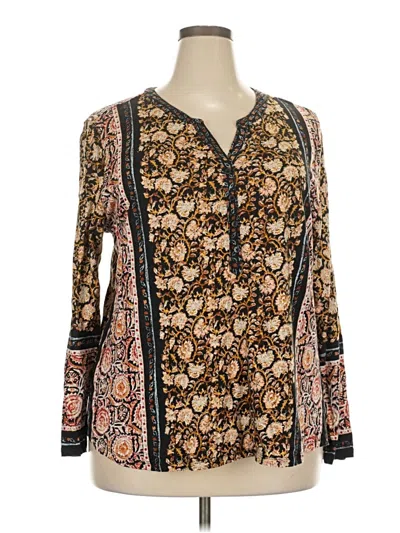 Pre-owned Style & Co Long Sleeve Blouse In Brown