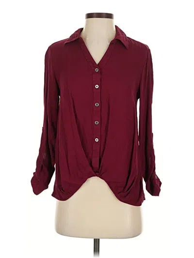 Pre-owned Style & Co Long Sleeve Blouse In Burgundy