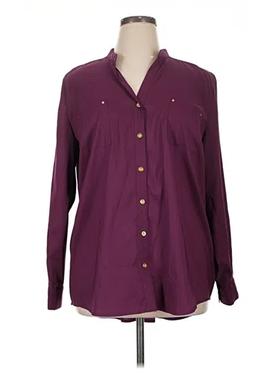 Pre-owned Style & Co Long Sleeve Blouse In Burgundy