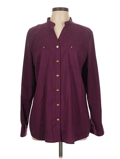 Pre-owned Style & Co Long Sleeve Blouse In Burgundy