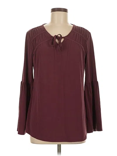Pre-owned Style & Co Long Sleeve Blouse In Burgundy