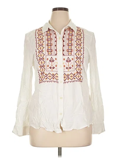 Pre-owned Style & Co Long Sleeve Blouse In Ivory