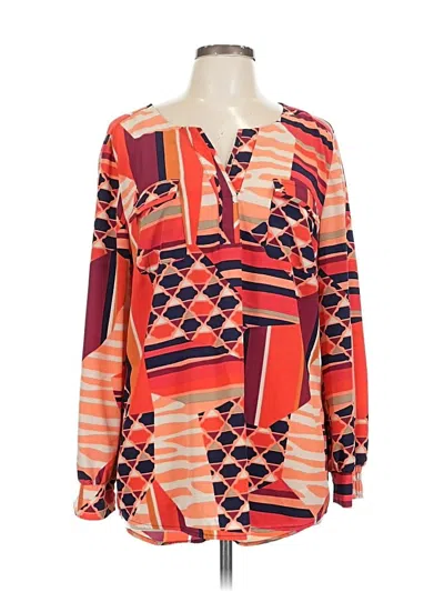 Pre-owned Style & Co Long Sleeve Blouse In Orange