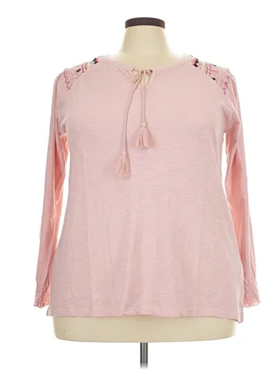 Style & Co Long Sleeve Blouse In Pink