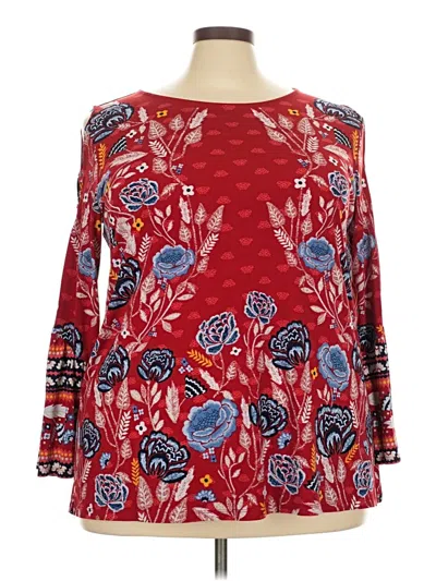 Pre-owned Style & Co Long Sleeve Blouse In Red