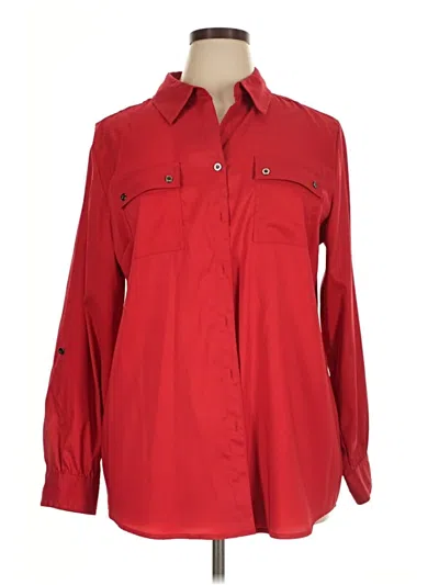 Pre-owned Style & Co Long Sleeve Blouse In Red