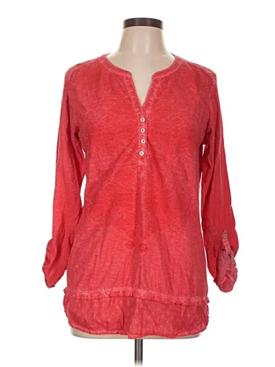 Pre-owned Style & Co Long Sleeve Blouse In Red