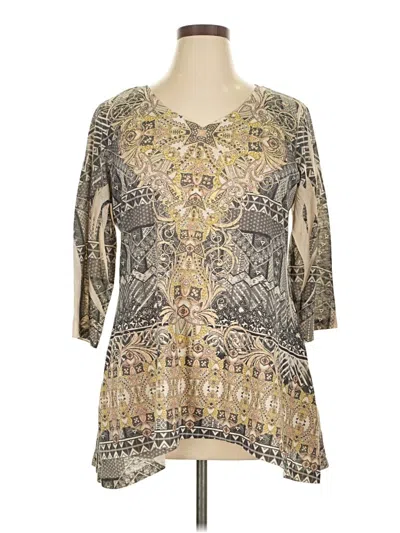 Pre-owned Style & Co Long Sleeve Blouse In Tan
