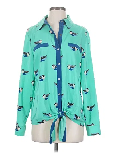 Pre-owned Style & Co Long Sleeve Blouse In Teal