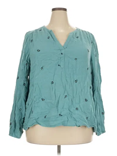 Pre-owned Style & Co Long Sleeve Blouse In Teal