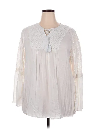 Pre-owned Style & Co Long Sleeve Blouse In White