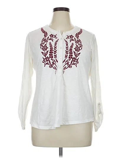 Pre-owned Style & Co Long Sleeve Blouse In White