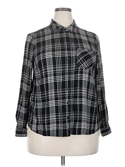 Pre-owned Style & Co Long Sleeve Button Down Shirt In Black