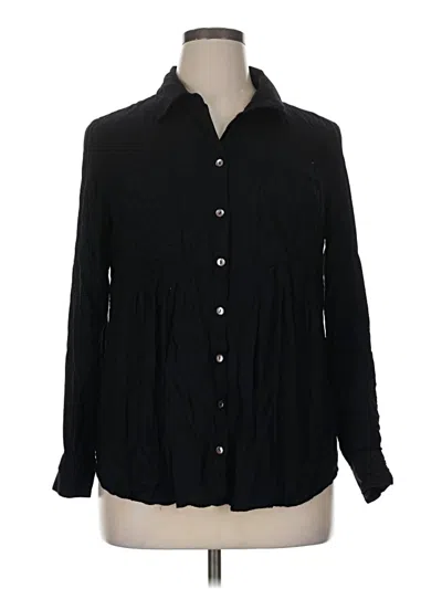 Pre-owned Style & Co Long Sleeve Button Down Shirt In Black