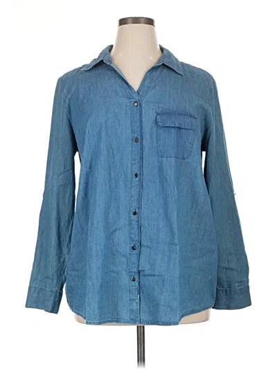 Pre-owned Style & Co Long Sleeve Button Down Shirt In Blue