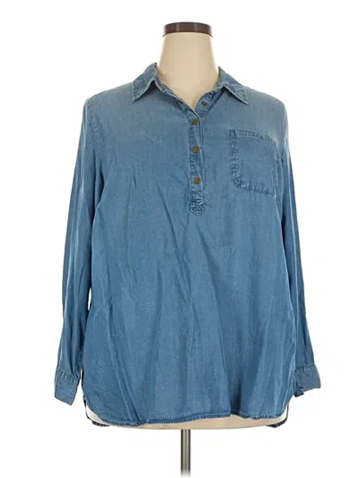Pre-owned Style & Co Long Sleeve Button Down Shirt In Blue