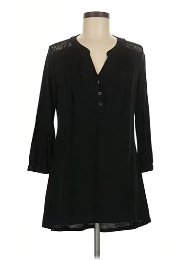 Pre-owned Style & Co Long Sleeve Henley Shirt In Black