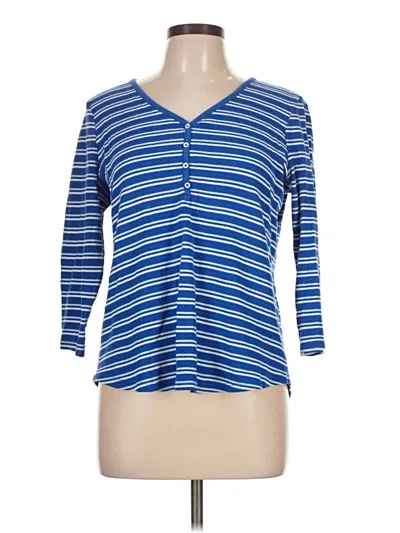 Pre-owned Style & Co Long Sleeve Henley Shirt In Blue