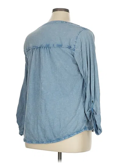 Pre-owned Style & Co Long Sleeve Henley Shirt In Blue