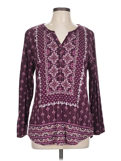 Pre-owned Style & Co Long Sleeve Henley Shirt In Purple