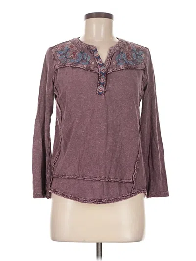 Pre-owned Style & Co Long Sleeve Henley Shirt In Purple