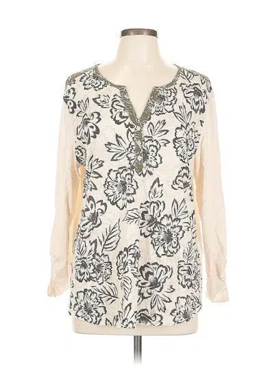 Pre-owned Style & Co Long Sleeve Henley Shirt In White