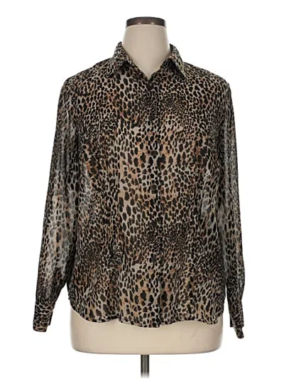 Pre-owned Style & Co Long Sleeve Polo Shirt In Brown