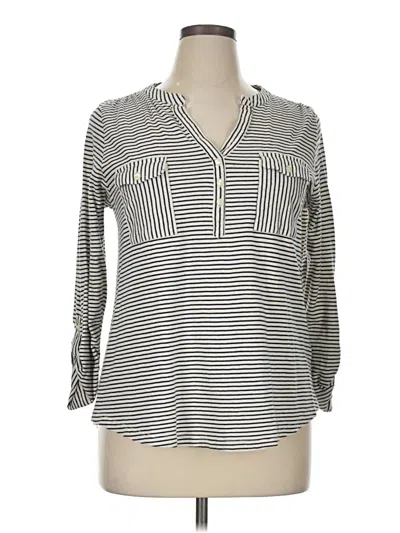 Pre-owned Style & Co Long Sleeve Polo Shirt In Gray