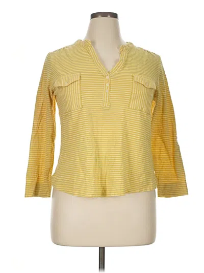 Pre-owned Style & Co Long Sleeve Polo Shirt In Yellow