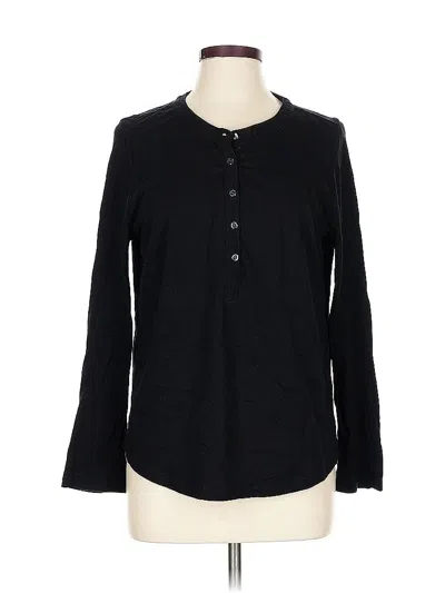 Pre-owned Style & Co Long Sleeve Top Black Crew Neck Tops