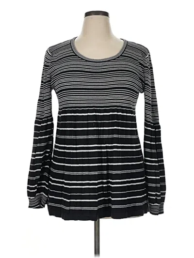 Pre-owned Style & Co Long Sleeve Top Black Scoop Neck Tops
