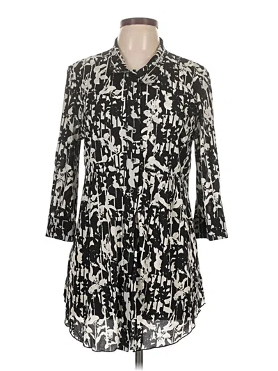 Pre-owned Style & Co Long Sleeve Top Black Tie Neck Tops