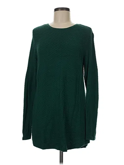 Pre-owned Style & Co Long Sleeve Top Green Crew Neck Tops