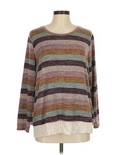 Pre-owned Style & Co Long Sleeve Top Purple Boatneck Tops