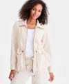 Style & Co Luxe-fleece Front-zip Drawstring-waist Jacket, Macy's Exclusive In White