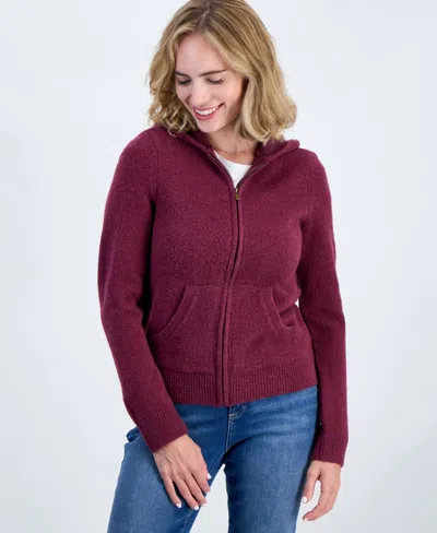 Style & Co Luxsoft Full-zip Long-sleeve Hoodie Sweater, Macy's Exclusive In Purple