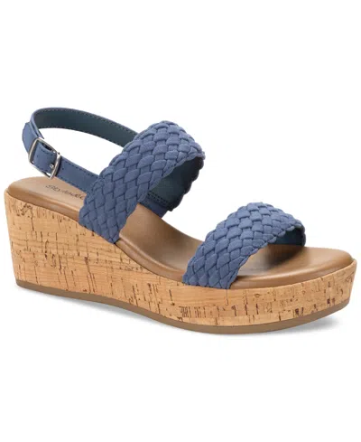 Style & Co Women's Madenaa Woven Platform Wedge Sandals, Created For Macy's In Blue