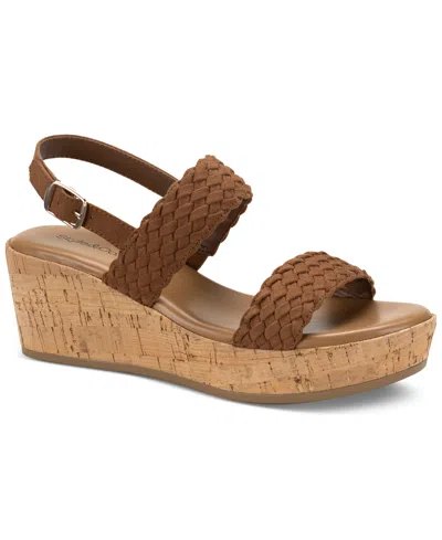 Style & Co Women's Madenaa Woven Platform Wedge Sandals, Created For Macy's In Cognac