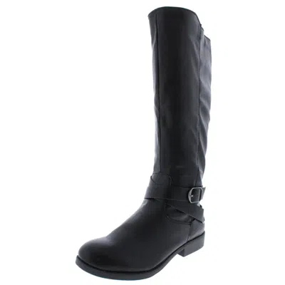 Style & Co Madixe Womens Faux Leather Knee High Riding Boots In Black