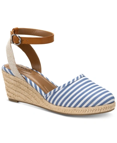 Style & Co Women's Mailena Wedge Espadrille Sandals, Created For Macy's In Blue Stripe