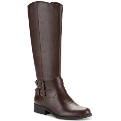 Style & Co Maliaa Women's Brown Faux Leather Knee High Riding Boots Lion600 In Gold