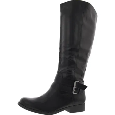 Style & Co Maliapp Womens Buckle Leather Knee-high Boots In Black