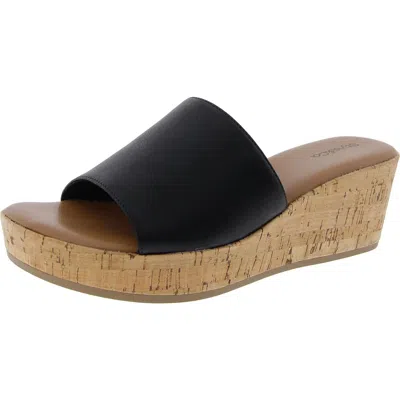 Style & Co Meadoww Womens Solid Faux Leather Wedge Sandals In Multi