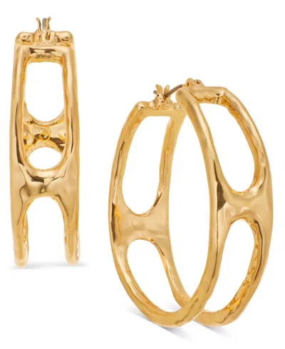 Style & Co Medium Hammered Openwork Hoop Earrings, 1.5", Exclusively At Macy's In Gold