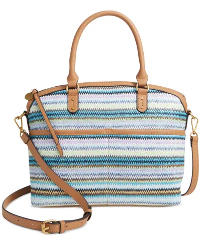 Style & Co Medium Straw Dome Satchel, Created For Macy's In Blue Multi