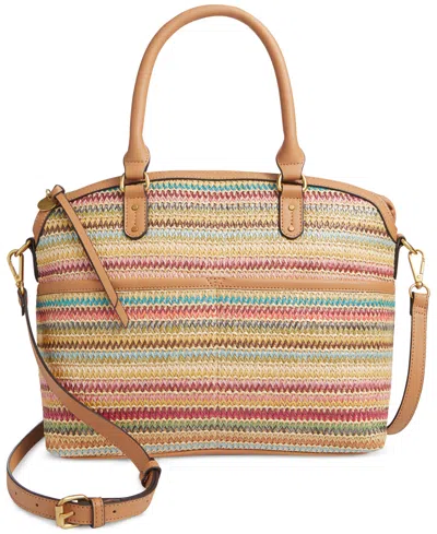 Style & Co Medium Straw Dome Satchel, Created For Macy's In Multi