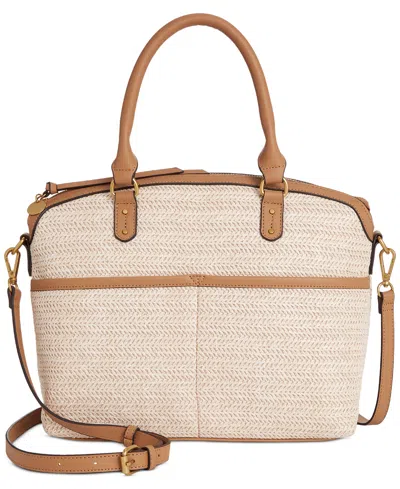 Style & Co Medium Straw Dome Satchel, Created For Macy's In Neutral